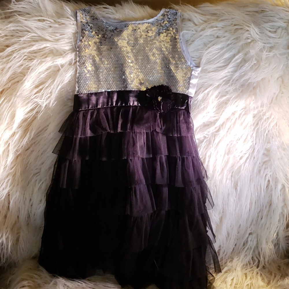Girls silver and black dress